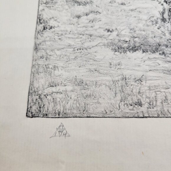 Landscape Scrub Trees Art Print Unframed Black White Signed Lester E Varian - Picture 4 of 7